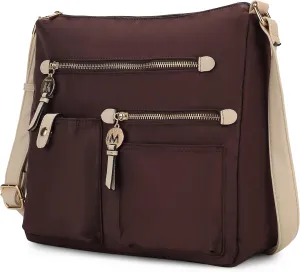MKF Collection Crossbody Bag for Women, Nylon PocketBook Handbag Shoulder Bag Zipper Purse By Mia K