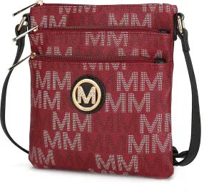 MKF Collection Crossbody Bag for Women, Vegan Leather Triple Zipper Handbag Crossover Bag Purse Shoulder Bag Strapby Mia K