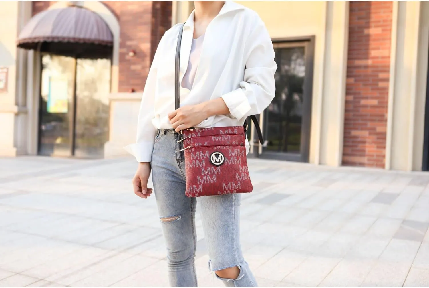 MKF Collection Crossbody Bag for Women, Vegan Leather Triple Zipper Handbag Crossover Bag Purse Shoulder Bag Strapby Mia K