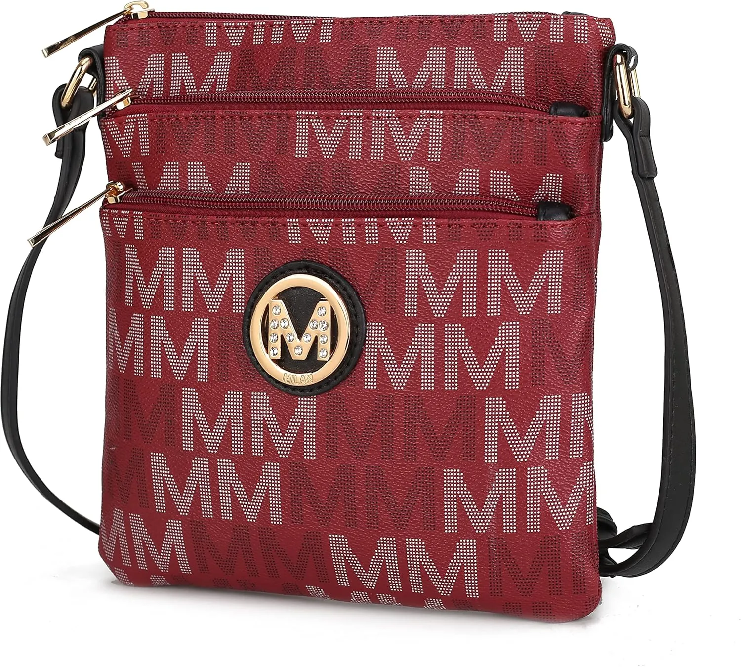 MKF Collection Crossbody Bag for Women, Vegan Leather Triple Zipper Handbag Crossover Bag Purse Shoulder Bag Strapby Mia K