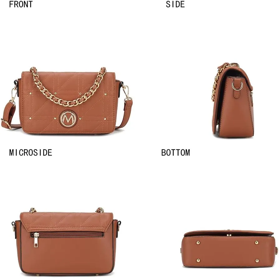 MKF Collection Crossbody Handbag for Women, Vegan Leather Shoulder bag Fashion Messenger Purse