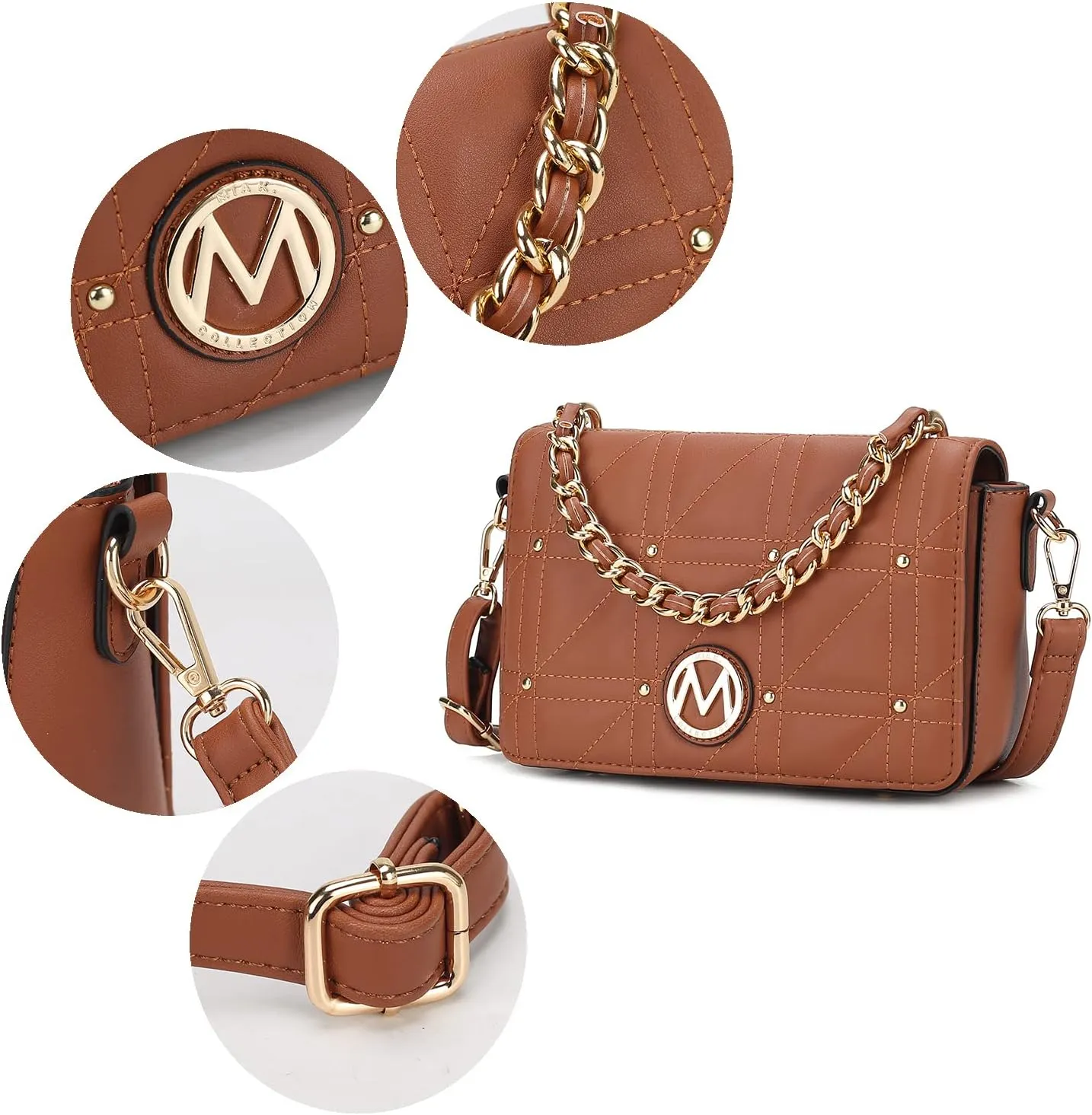 MKF Collection Crossbody Handbag for Women, Vegan Leather Shoulder bag Fashion Messenger Purse