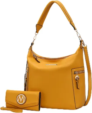 MKF Collection Hobo Bag & Wristlet Wallet for Women, Vegan Leather Shoulder Handbag Messenger Purse By Mia K