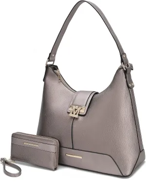MKF Collection Hobo Bag for Women & Wristlet Wallet Set, Vegan Leather Handbag Purse Set, Shoulder bag by Mia k