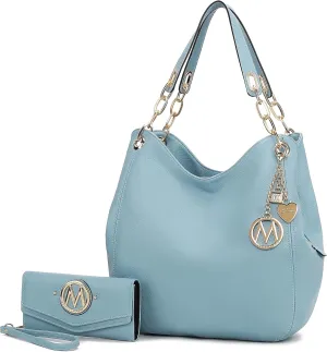 MKF Collection Hobo Bag for Women & Wristlet Wallet, Vegan Leather Shoulder Bag Handbag Purse by Mia K.