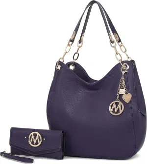 MKF Collection Hobo Bag for Women & Wristlet Wallet, Vegan Leather Shoulder Bag Handbag Purse by Mia K.