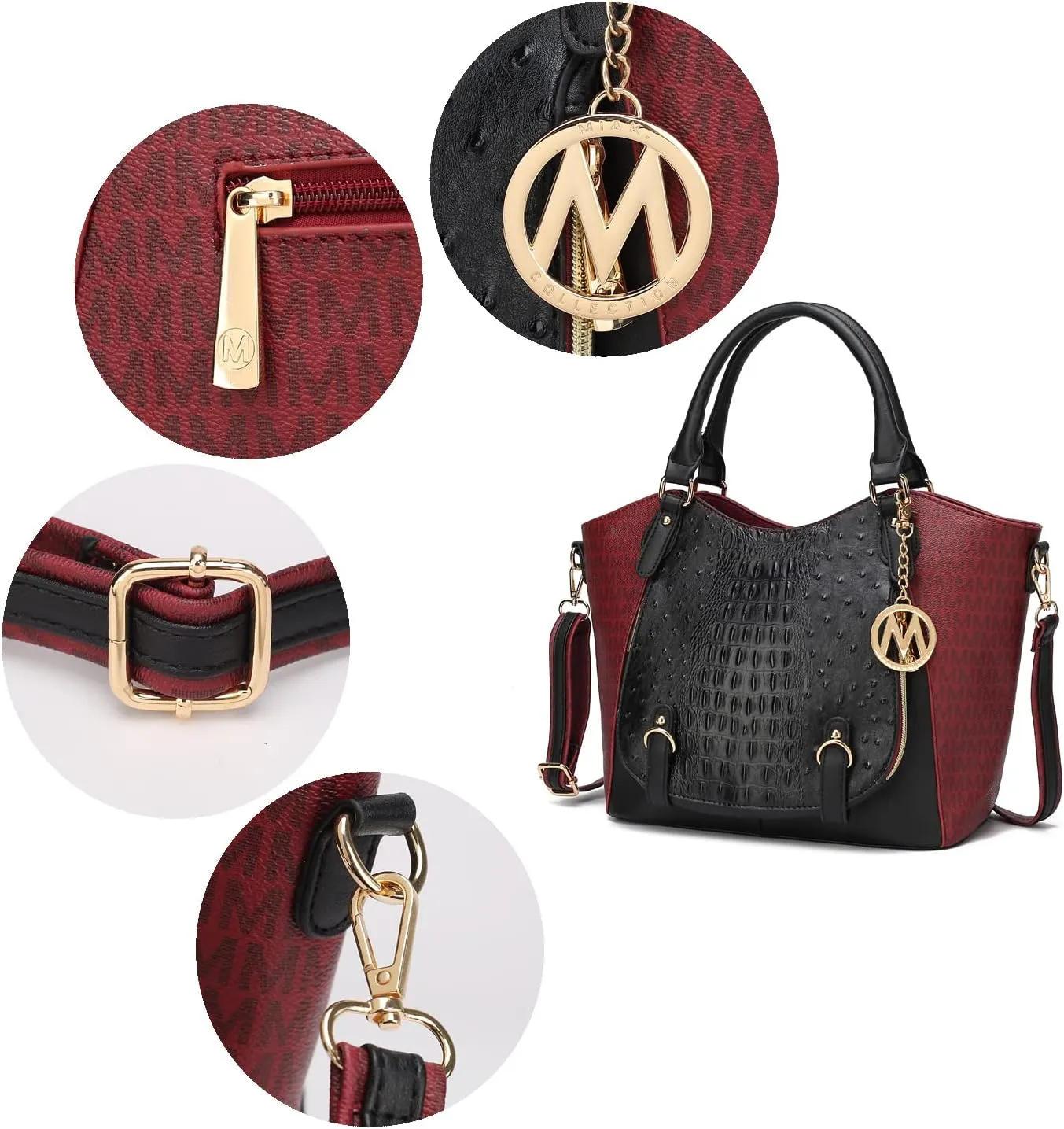 MKF Collection Shoulder Bag for Women, PU Leather Pocketbook Top-Handle Crossbody Purse Tote Satchel Handbag By Mia K