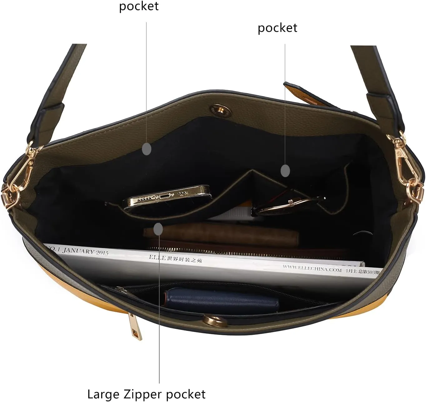MKF Collection Shoulder Bag for Women, Two Tone Vegan Leather Fashion Hobo Handbag Messenger Purse