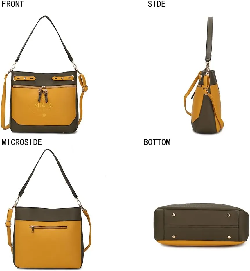 MKF Collection Shoulder Bag for Women, Two Tone Vegan Leather Fashion Hobo Handbag Messenger Purse