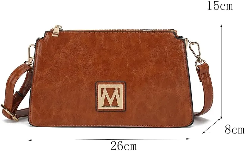 MKF Collection Shoulder Bag for Women, Vegan Leather Fashion Crossbody Handbag Messenger Purse
