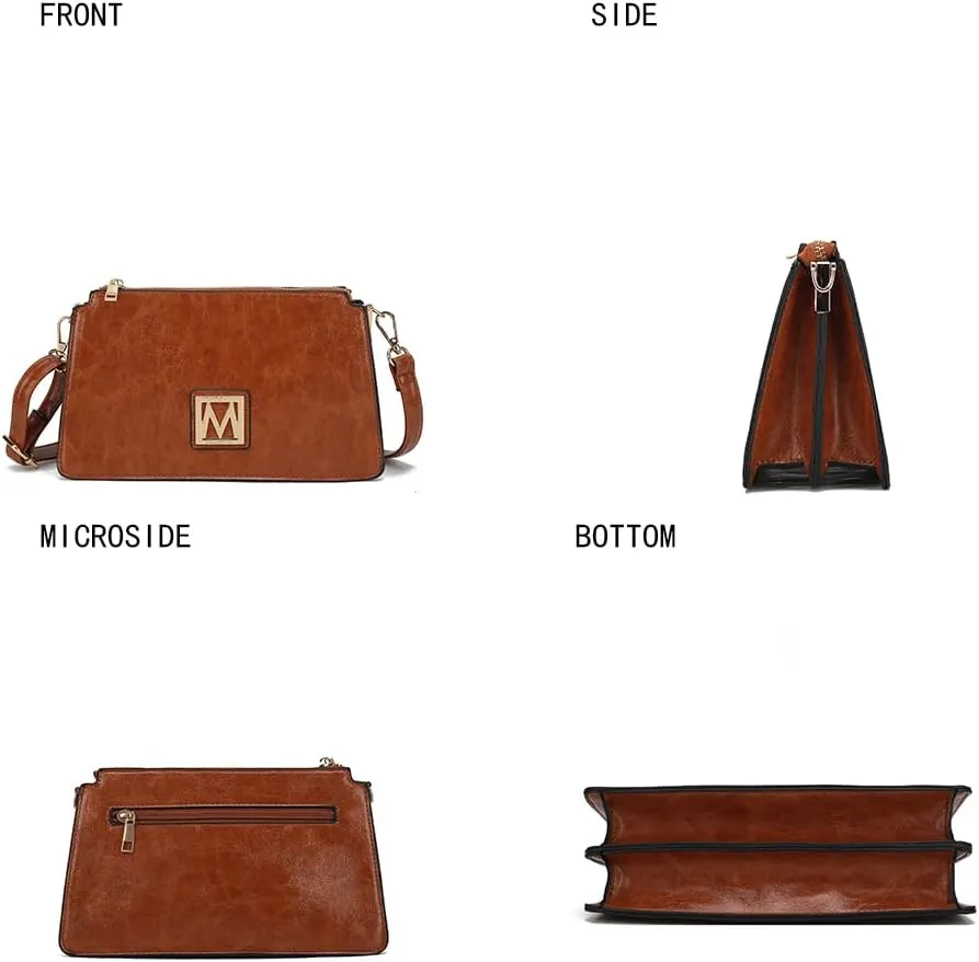 MKF Collection Shoulder Bag for Women, Vegan Leather Fashion Crossbody Handbag Messenger Purse