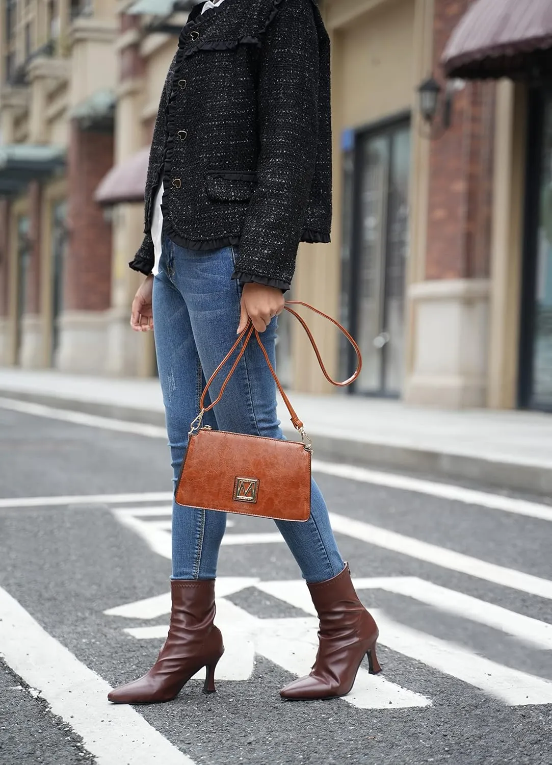 MKF Collection Shoulder Bag for Women, Vegan Leather Fashion Crossbody Handbag Messenger Purse