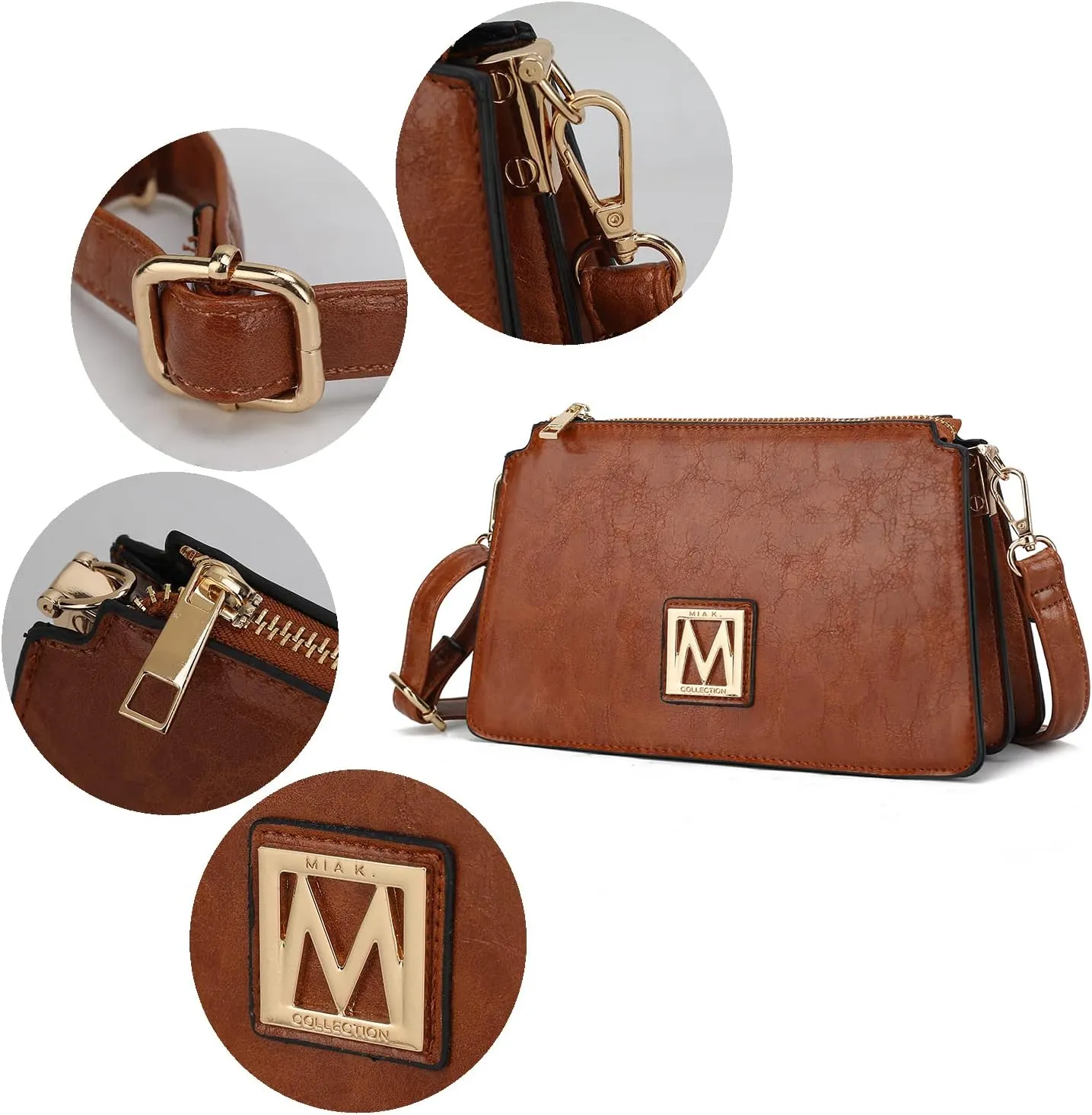 MKF Collection Shoulder Bag for Women, Vegan Leather Fashion Crossbody Handbag Messenger Purse