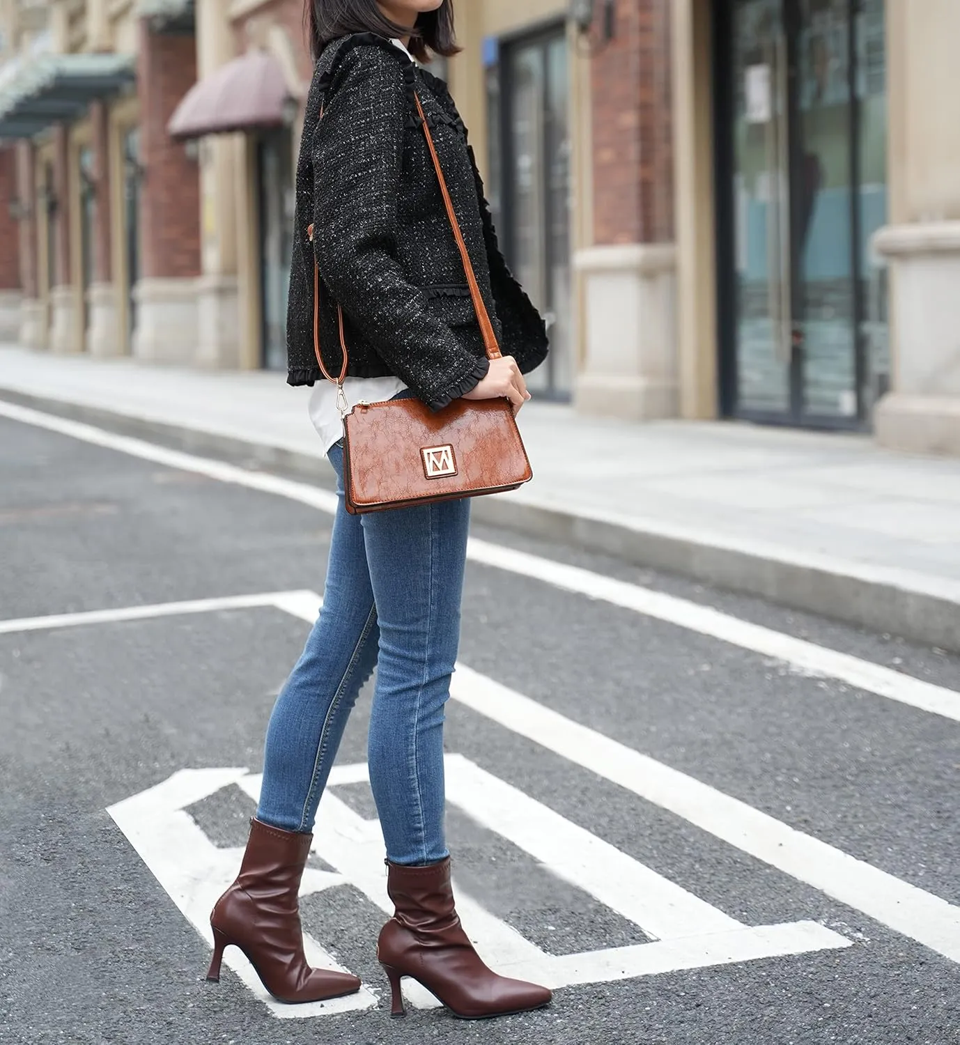 MKF Collection Shoulder Bag for Women, Vegan Leather Fashion Crossbody Handbag Messenger Purse