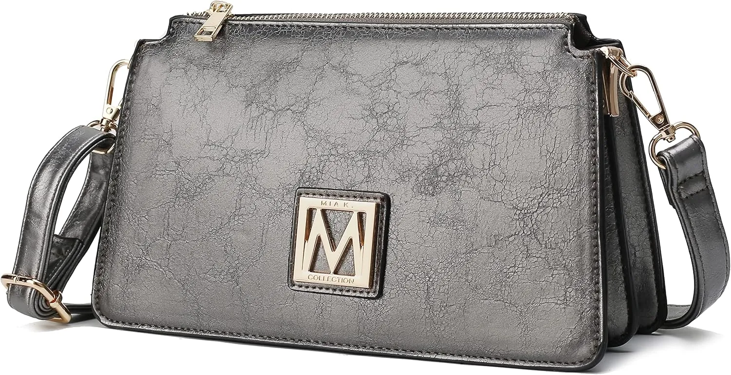 MKF Collection Shoulder Bag for Women, Vegan Leather Fashion Crossbody Handbag Messenger Purse