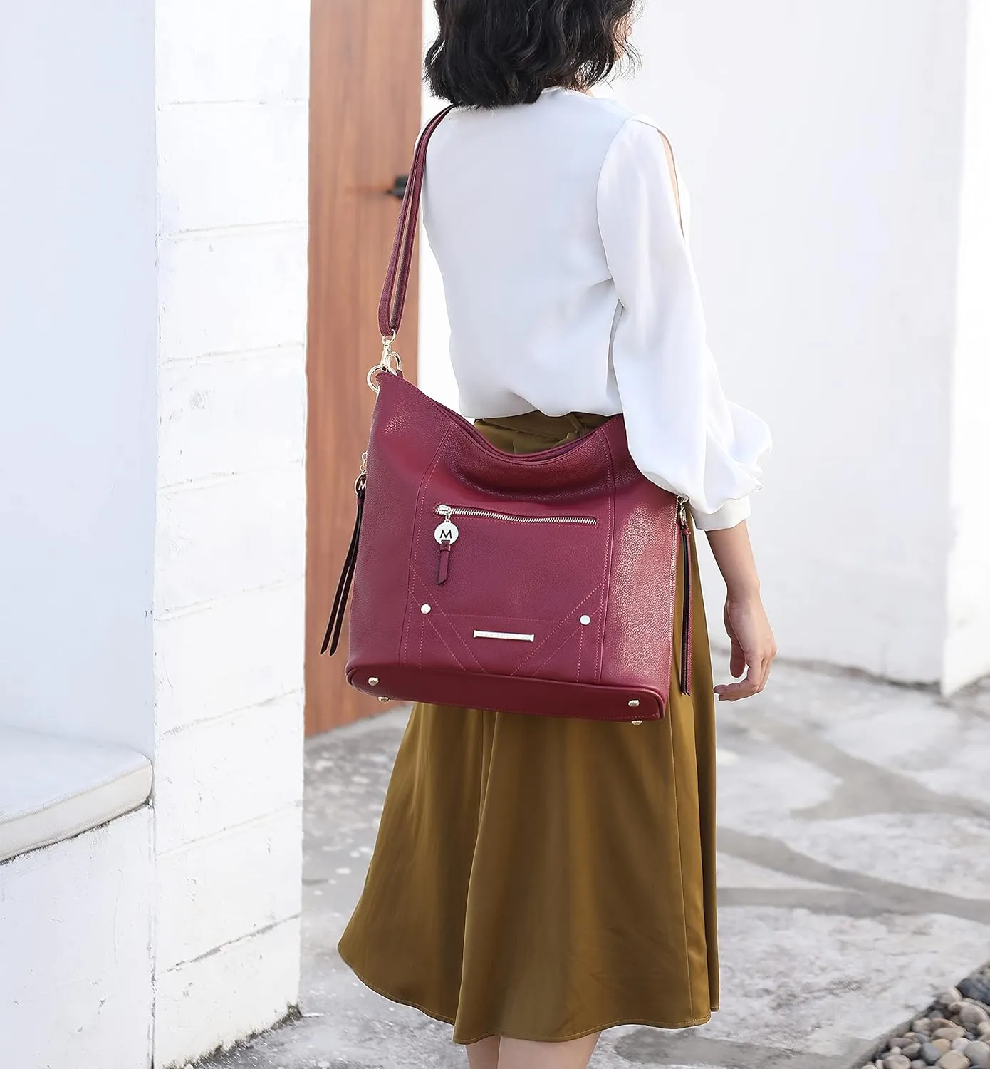 MKF Collection Shoulder Bag for Women, Vegan Leather Top-Handle Crossbody Bag Handbag Purse by Mia K