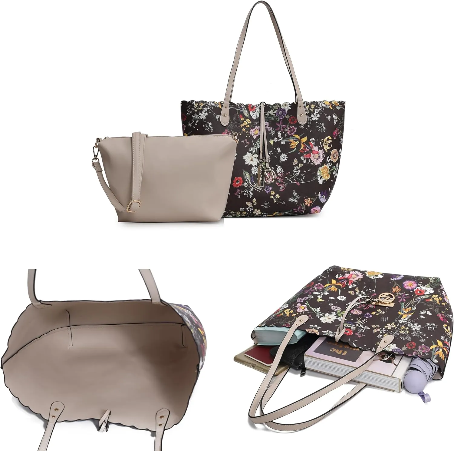 MKF Collection Sopper Tote Bag for Women & Crossbody Purse Set, Vegan Leather Shoulder bag adjustable Strap Handbag By Mia K
