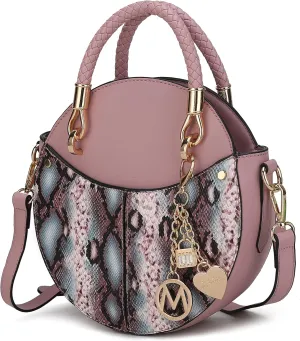 MKF Collection Stylish Round Crossbody Bag for Women – PU Leather Wristlet Handbag, Fashion Circle Messenger Purse by Mia K