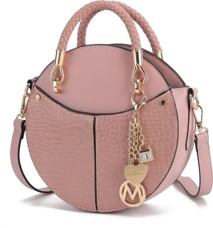 MKF Collection Stylish Round Crossbody Bag for Women – PU Leather Wristlet Handbag, Fashion Circle Messenger Purse by Mia K