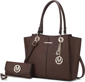 MKF Collection Tote Bag for Women, Vegan Leather Satchel Wristlet wallet Shoulder bag Top-Handle Hobo Purse Handbag by Mia k