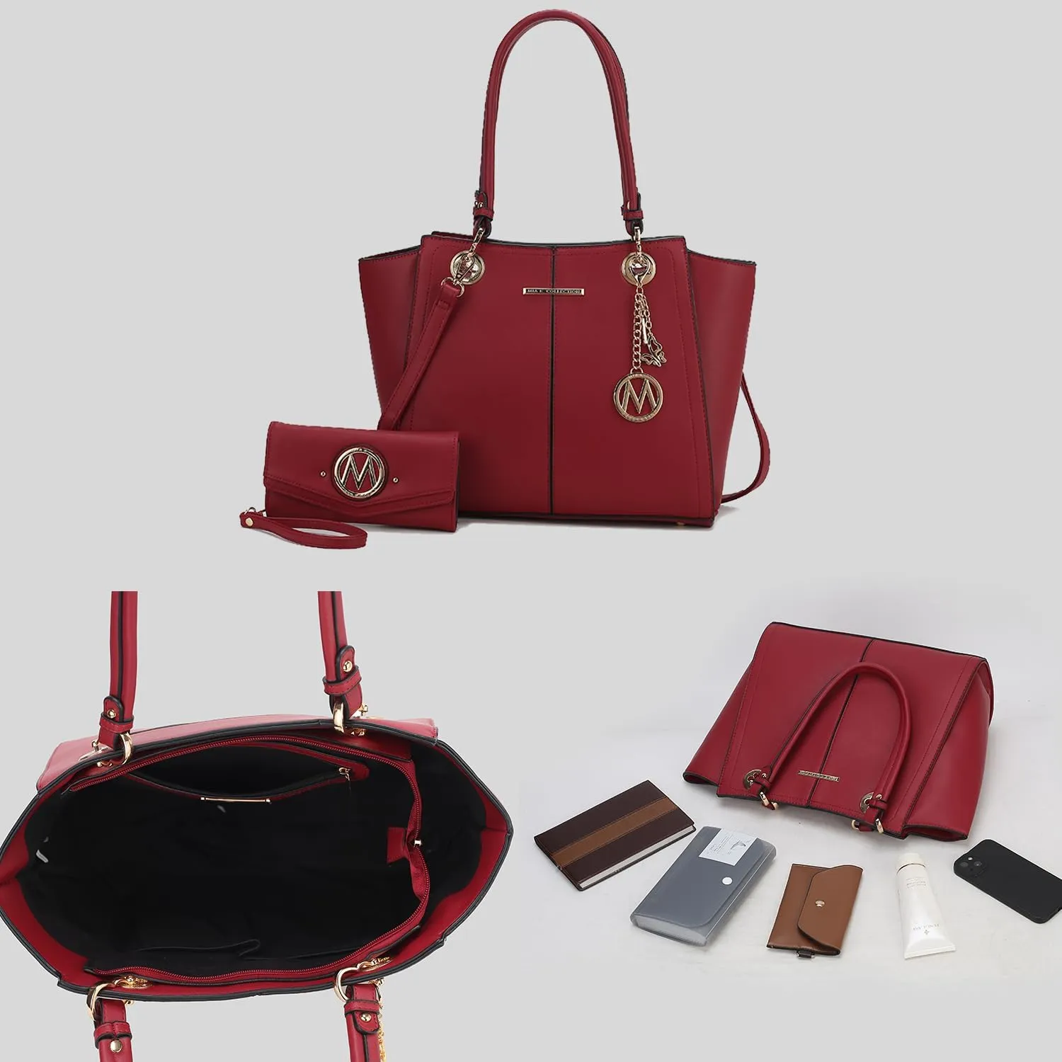 MKF Collection Tote Bag for Women, Vegan Leather Satchel Wristlet wallet Shoulder bag Top-Handle Hobo Purse Handbag by Mia k