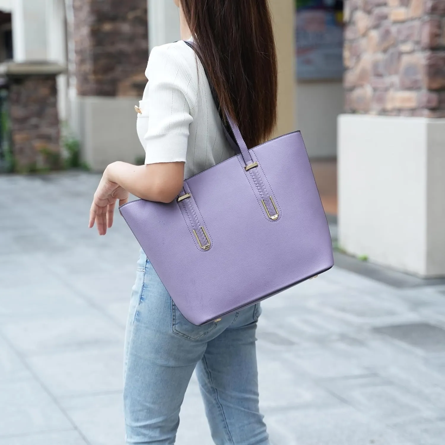MKF Collection Tote Bag for Women, Vegan Leather Shoulder Bag Top-Handle Wrislet Pouch Handbag Purse