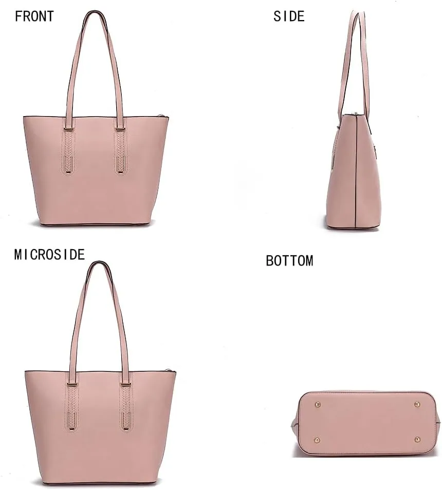 MKF Collection Tote Bag for Women, Vegan Leather Shoulder Bag Top-Handle Wrislet Pouch Handbag Purse
