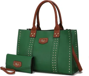 MKF Collection Tote Bag for Women, Vegan Leather Top-Handle Crossover Wristlet wallet & Satchel Handbag Purse by Mia k