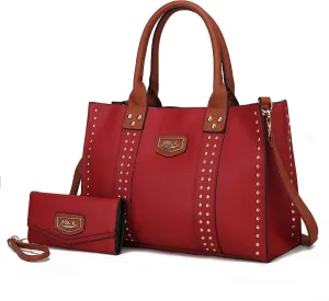 MKF Collection Tote Bag for Women, Vegan Leather Top-Handle Crossover Wristlet wallet & Satchel Handbag Purse by Mia k