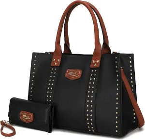MKF Collection Tote Bag for Women, Vegan Leather Top-Handle Crossover Wristlet wallet & Satchel Handbag Purse by Mia k