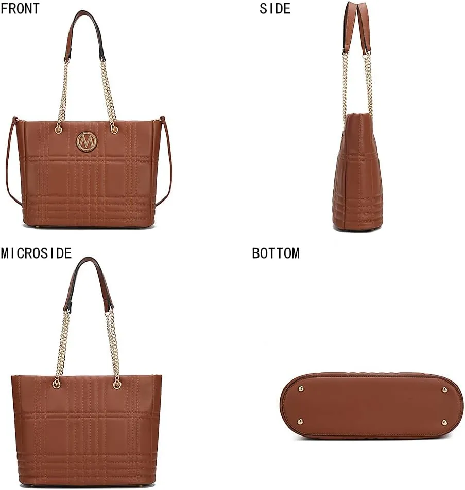 MKF Collection Tote Bag for Women, Vegan Leather Top-Handle Shoulder bag Crossbody Handbag Purse