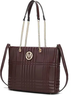 MKF Collection Tote Bag for Women, Vegan Leather Top-Handle Shoulder bag Crossbody Handbag Purse