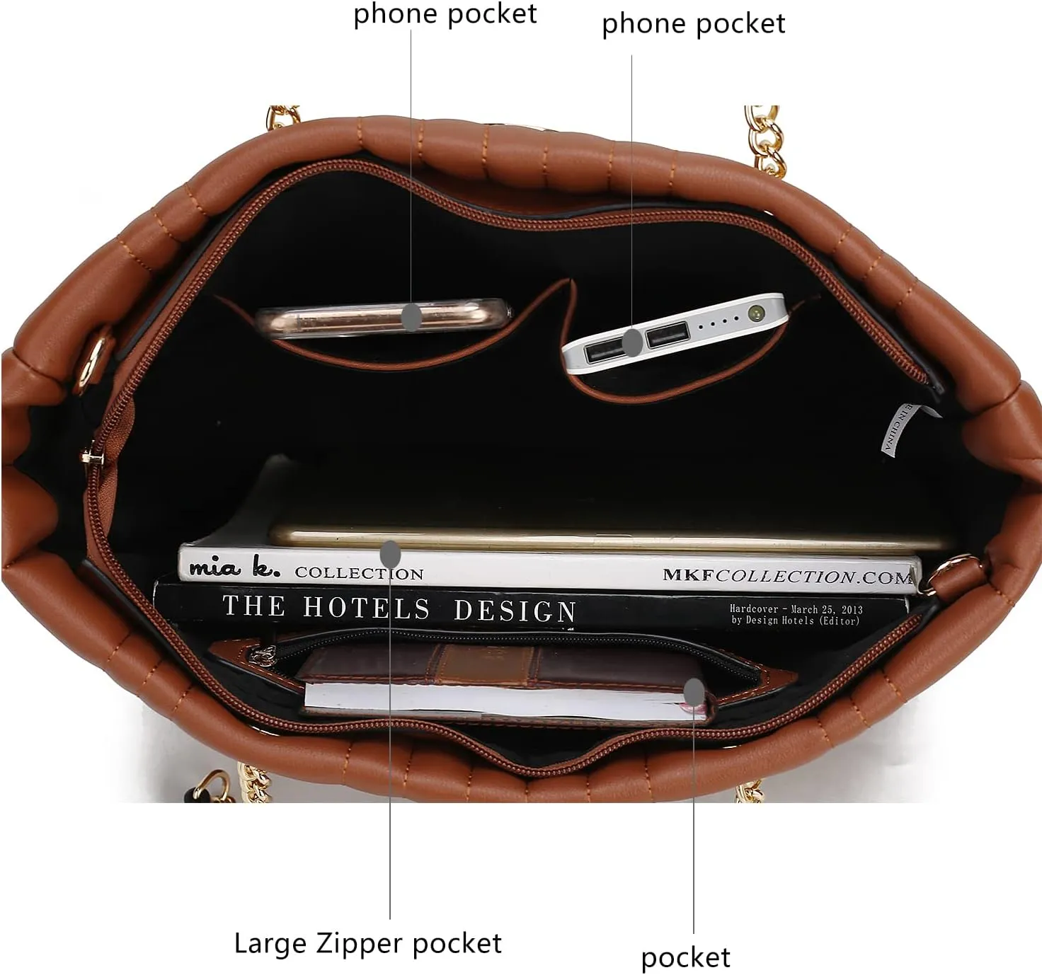 MKF Collection Tote Bag for Women, Vegan Leather Top-Handle Shoulder bag Crossbody Handbag Purse
