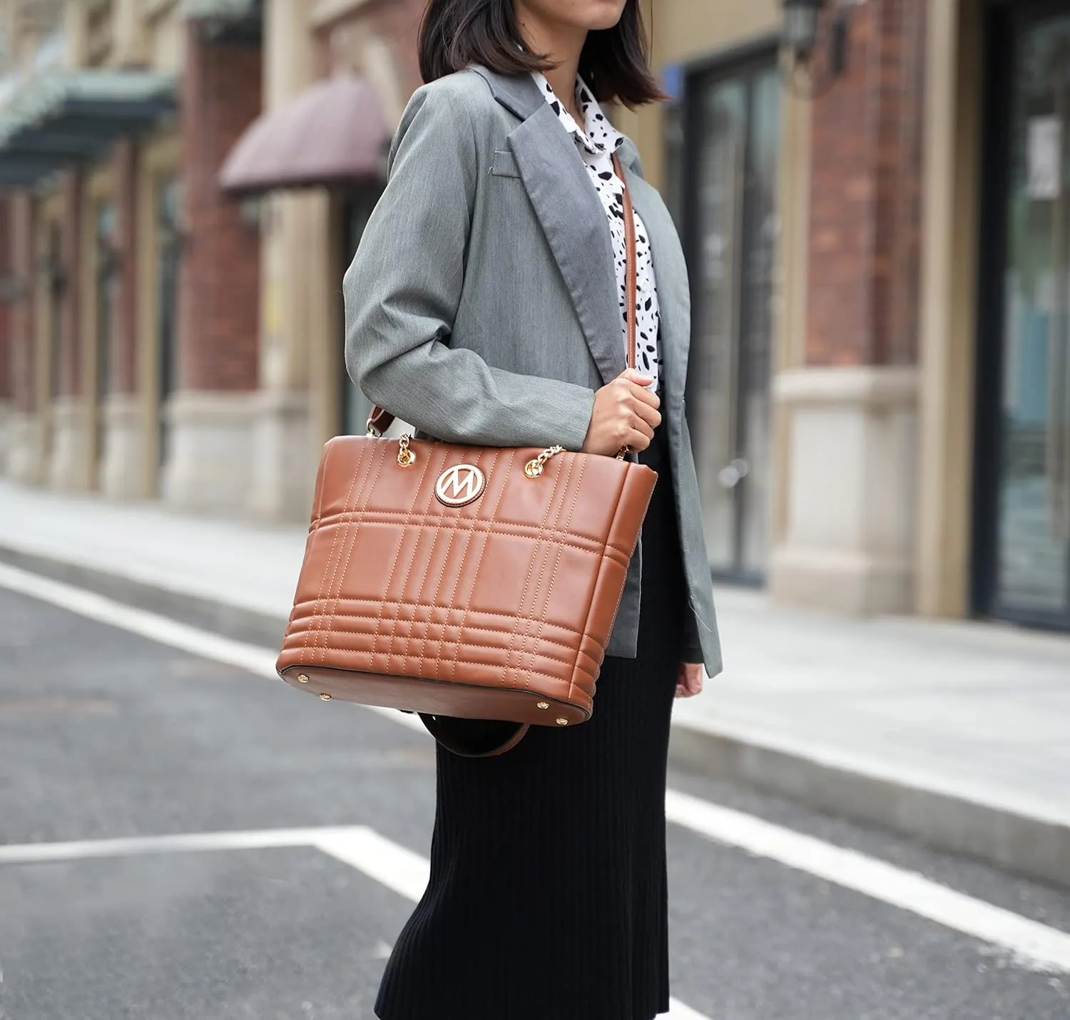 MKF Collection Tote Bag for Women, Vegan Leather Top-Handle Shoulder bag Crossbody Handbag Purse