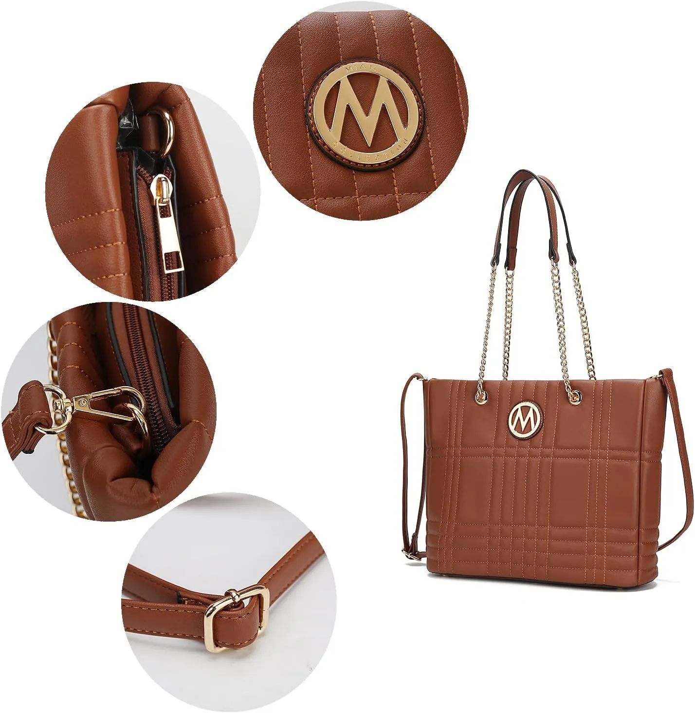 MKF Collection Tote Bag for Women, Vegan Leather Top-Handle Shoulder bag Crossbody Handbag Purse