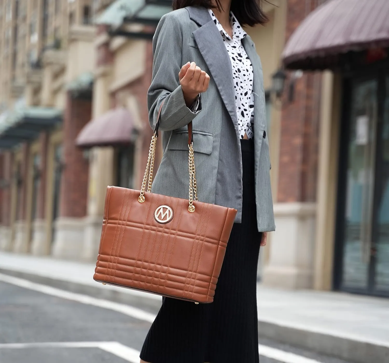 MKF Collection Tote Bag for Women, Vegan Leather Top-Handle Shoulder bag Crossbody Handbag Purse