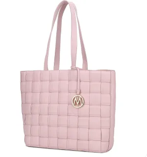 MKF Collection Tote Bag for Women, Vegan Leather Woven Top-Handle Satchel Handbag Purse