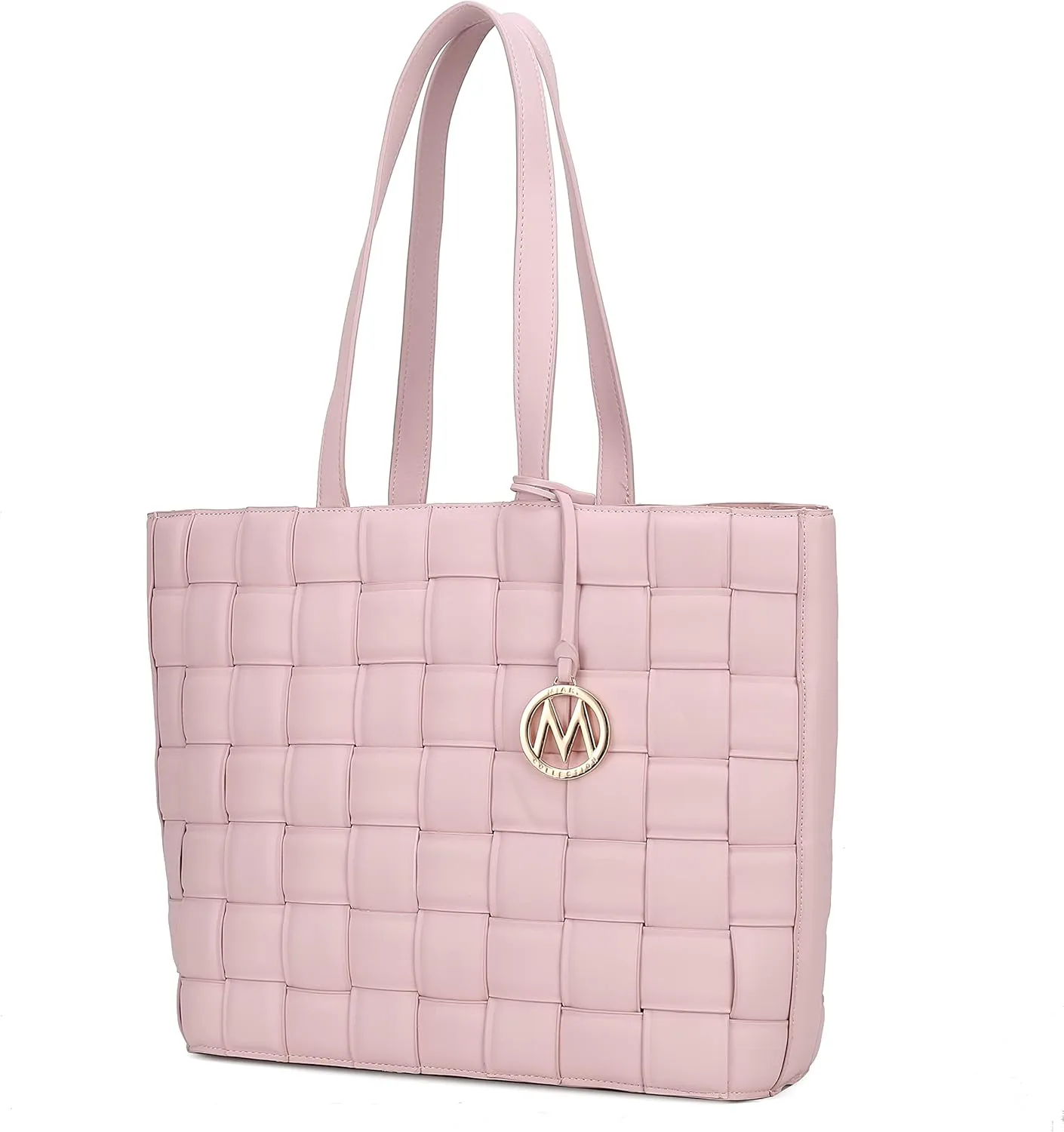 MKF Collection Tote Bag for Women, Vegan Leather Woven Top-Handle Satchel Handbag Purse