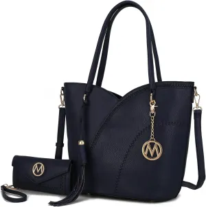 MKF Collection Tote Bag With Wristlet Wallet for Women,Vegan Leather Set Handbag Purse, Top-Handle 2 Pieces By Mia K