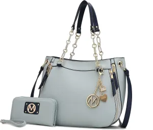 MKF Collection Tote Handbag with Wristlet Wallet, Vegan Leather Crossover Women’s Shoulder bag Purse