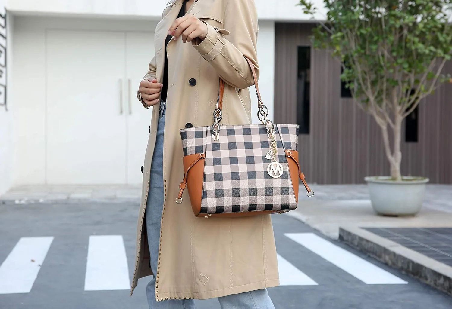 MKF Collection Women's Tote Bag With Wristlet Wallet Bag, Solid Vegan Leather Handbag Purse Set by Mia K
