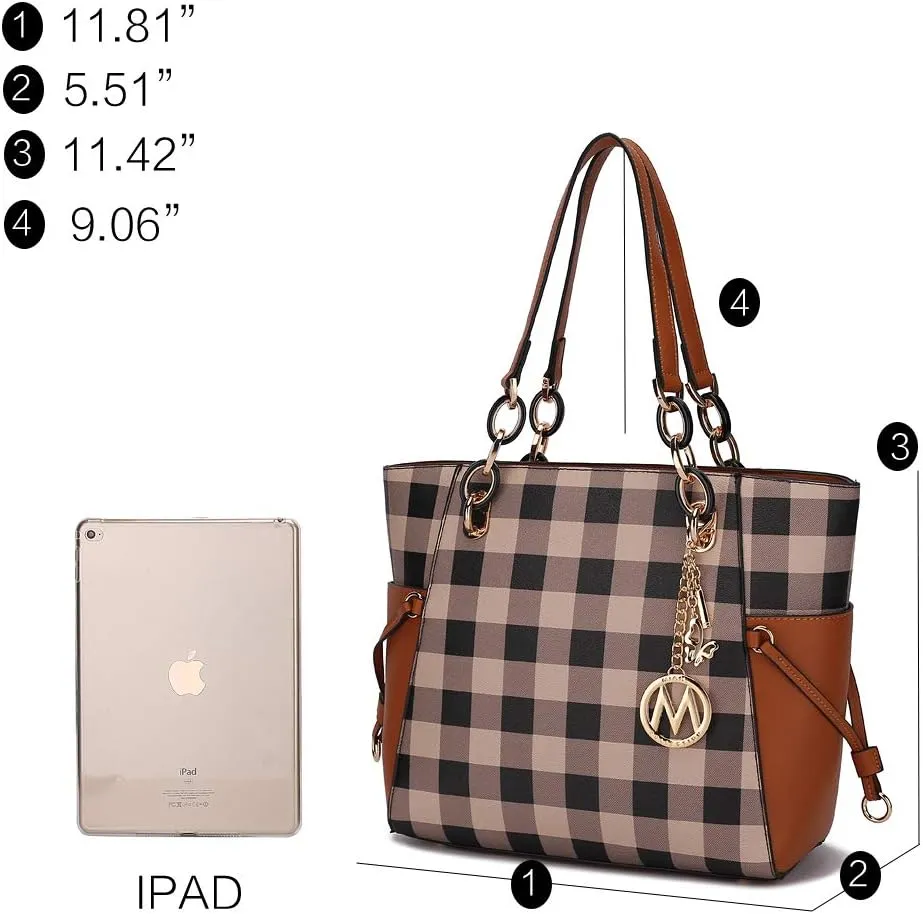 MKF Collection Women's Tote Bag With Wristlet Wallet Bag, Solid Vegan Leather Handbag Purse Set by Mia K