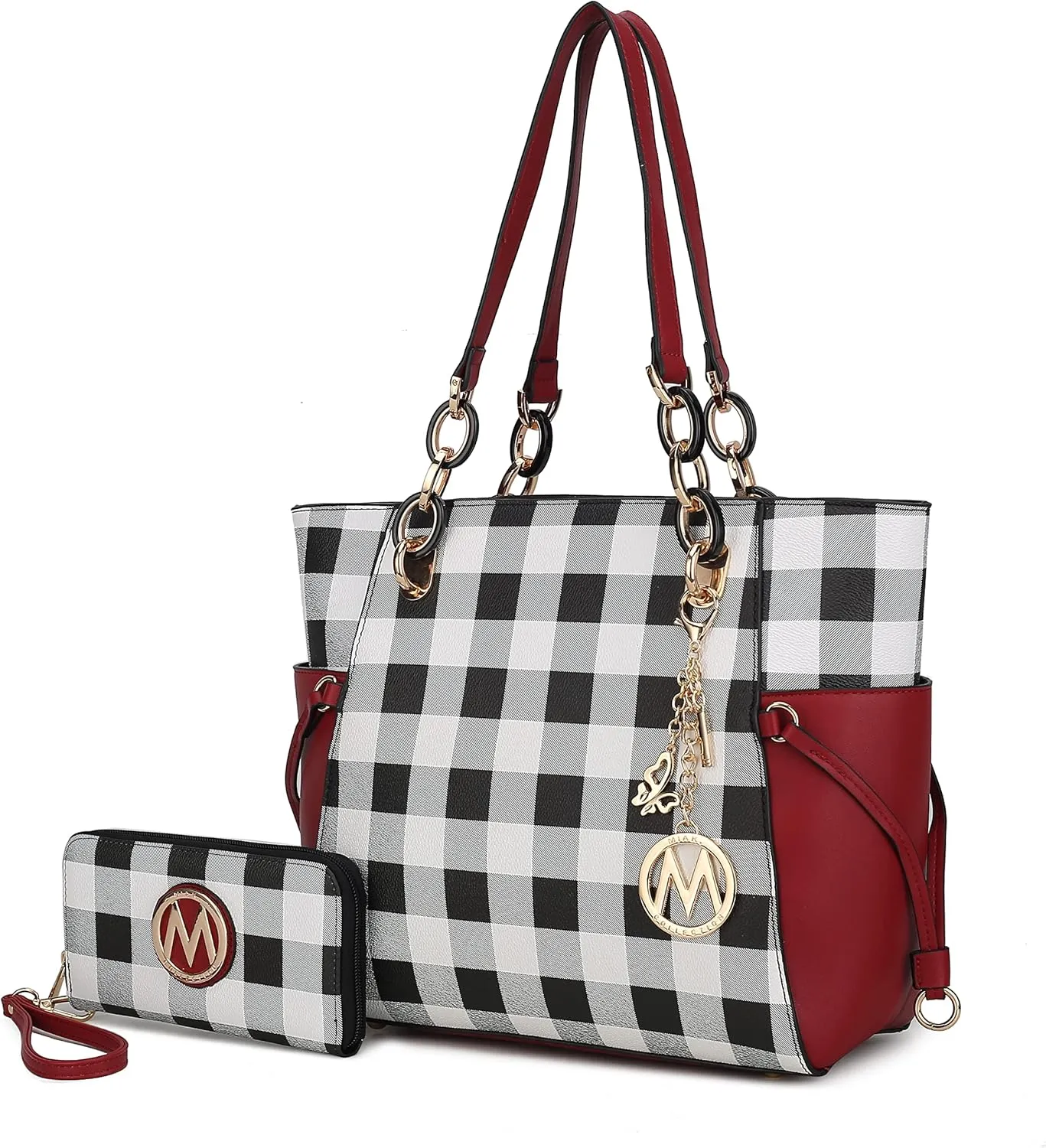 MKF Collection Women's Tote Bag With Wristlet Wallet Bag, Solid Vegan Leather Handbag Purse Set by Mia K
