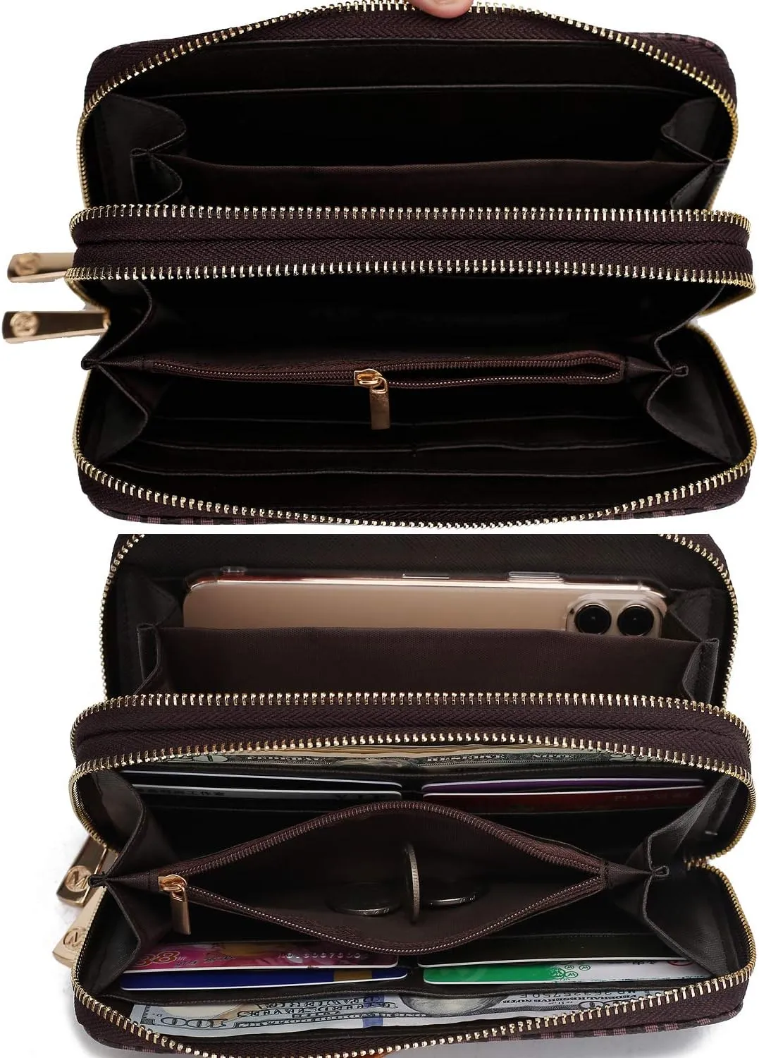 MKF Collection Wristlet Wallet for Women, Small Vegan Leather Credit Card Holder with Zipper Coin Pocket Wallet Purse Handbag By Mia K