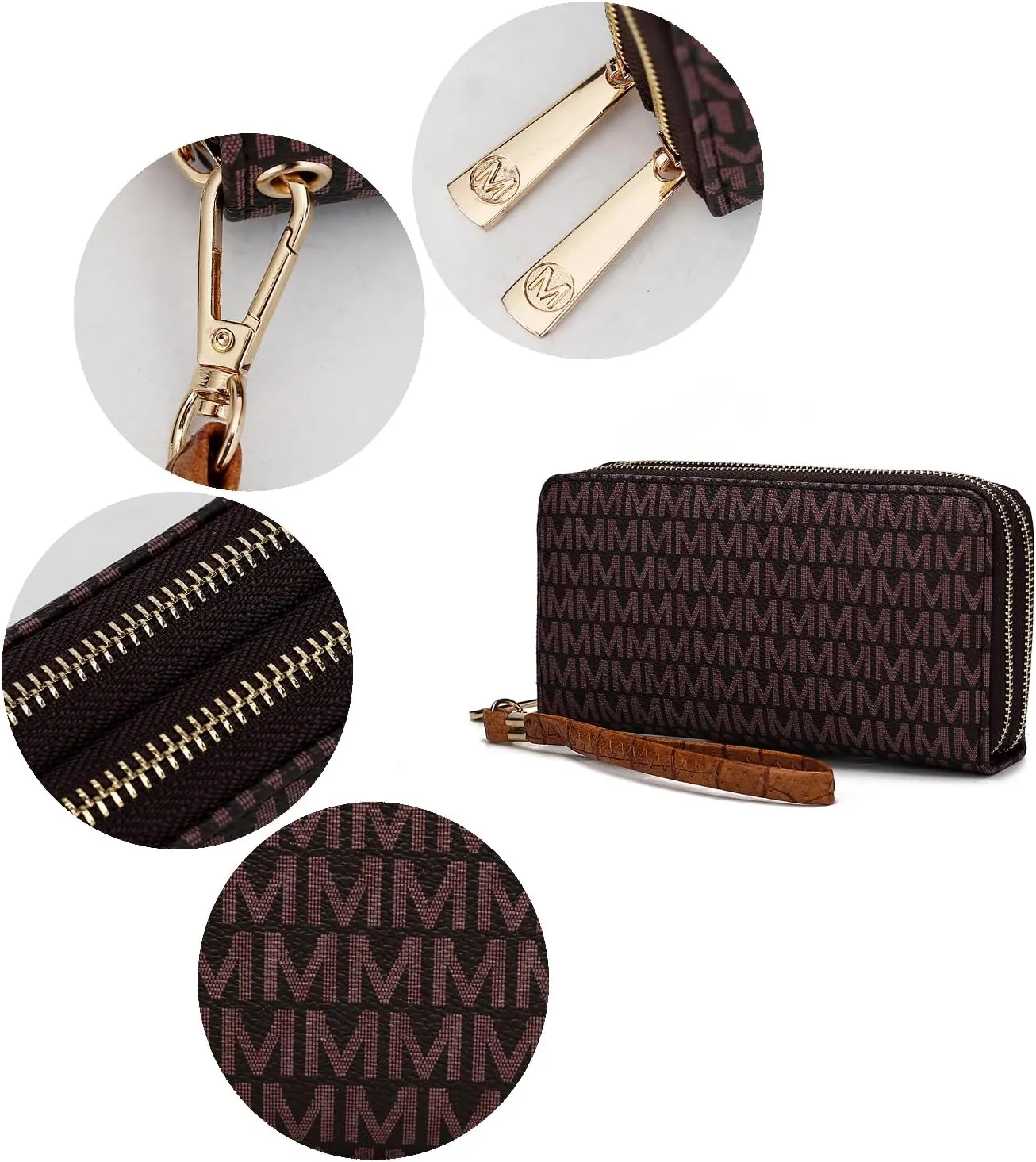 MKF Collection Wristlet Wallet for Women, Small Vegan Leather Credit Card Holder with Zipper Coin Pocket Wallet Purse Handbag By Mia K