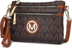 MKF Crossbody Bag for Women, Wristlet Strap – PU Leather Shoulder Handbag – Small Pocketbook Messenger Purse Black