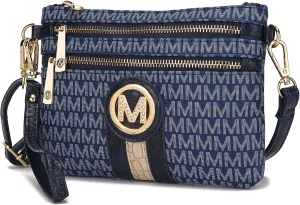 MKF Crossbody Bag for Women, Wristlet Strap – PU Leather Shoulder Handbag – Small Pocketbook Messenger Purse Black