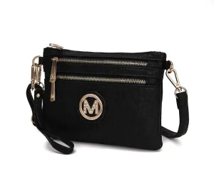 MKF Crossbody Bag for Women, Wristlet Strap – PU Leather Shoulder Handbag – Small Pocketbook Messenger Purse Black