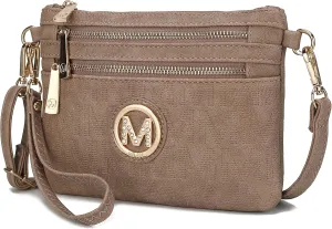 MKF Crossbody Bag for Women, Wristlet Strap – PU Leather Shoulder Handbag – Small Pocketbook Messenger Purse Black