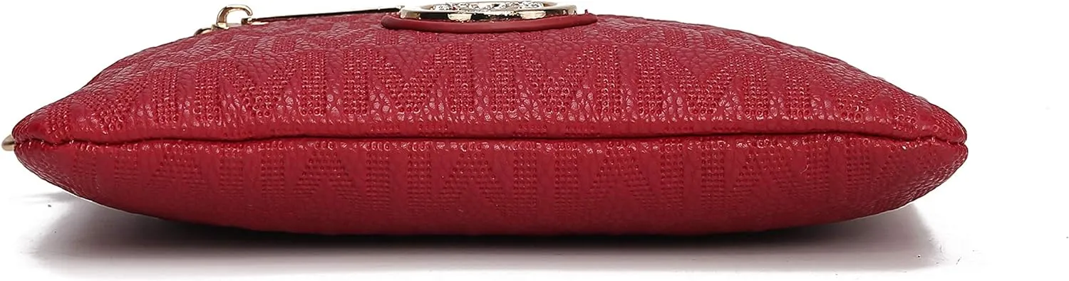 MKF Crossbody Bag for Women, Wristlet Strap – PU Leather Shoulder Handbag – Small Pocketbook Messenger Purse Black